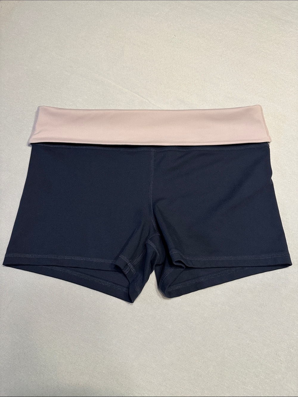 Gilly Hicks Navy Athletic Fold-Over Shorts with Light Pink Waistband